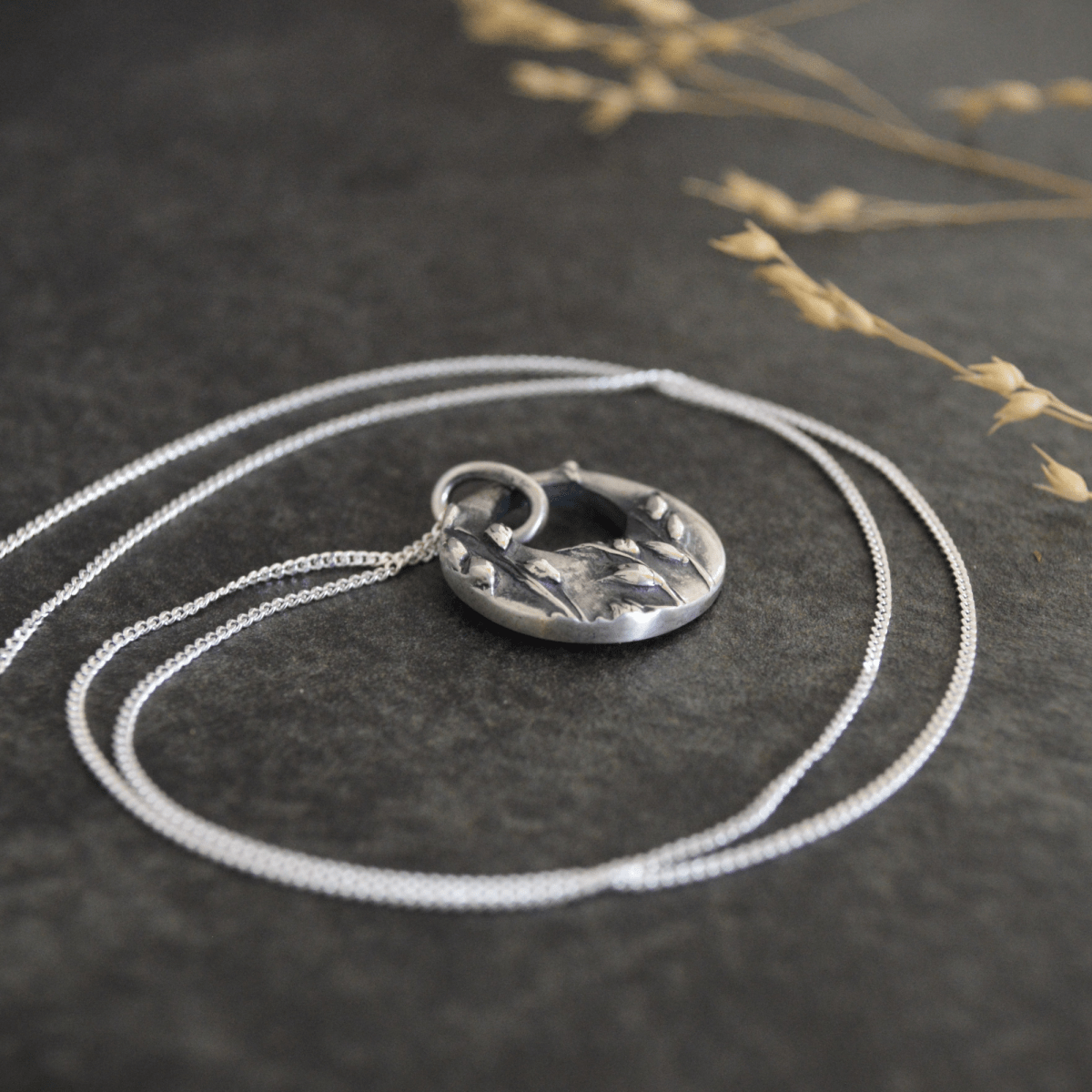 Switchgrass Hoop Necklace in Sterling Silver - Gayle Dowell