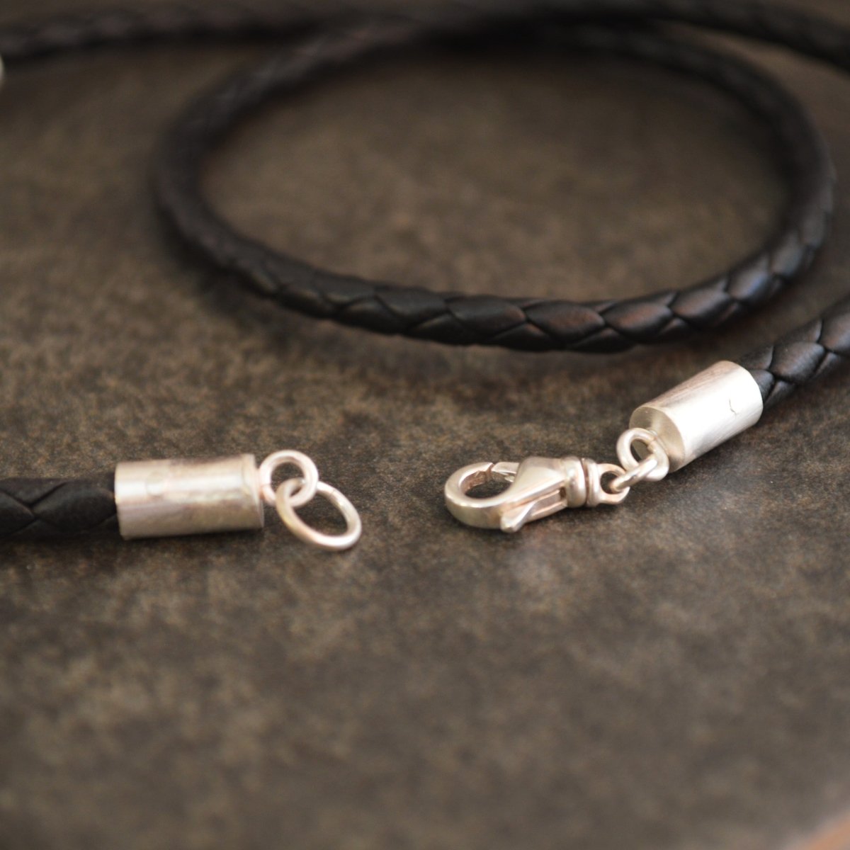 Switchgrass Hoop Necklace with Braided Leather Cord - Gayle Dowell