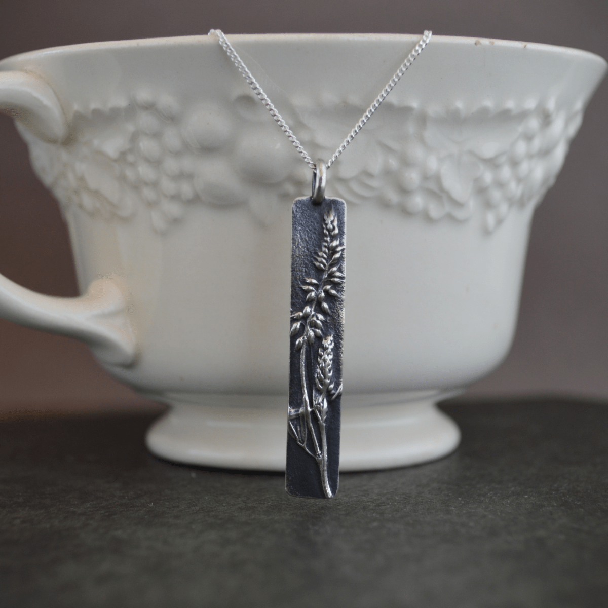 Yellow Sweet Clover Pendant Necklace in SIlver - Gayle Dowell