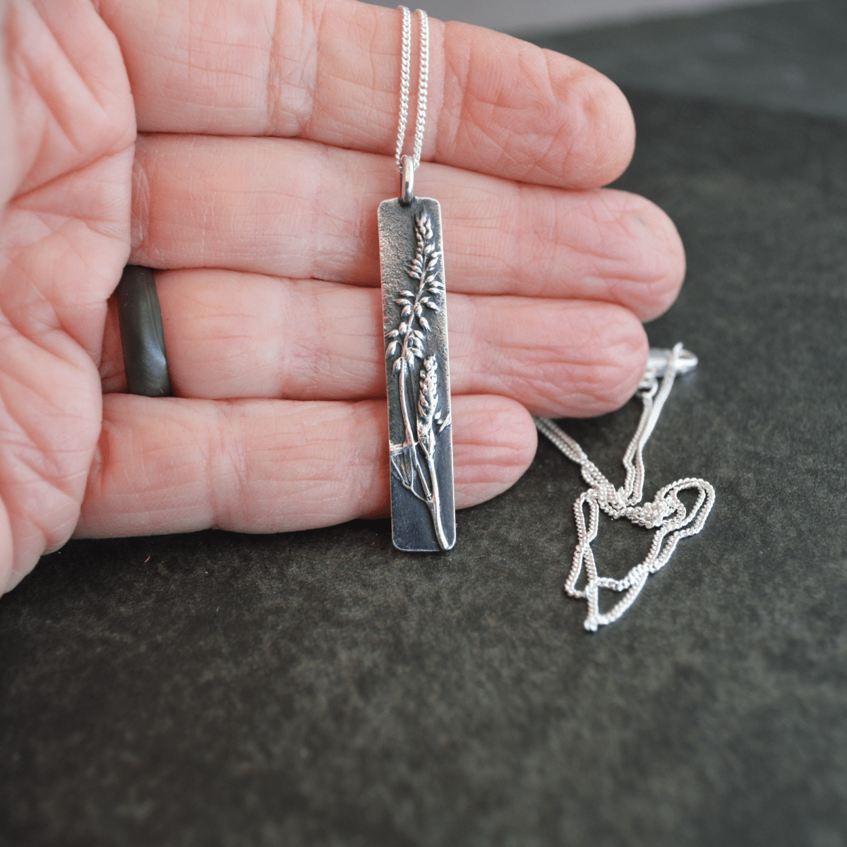 Yellow Sweet Clover Pendant Necklace in SIlver - Gayle Dowell