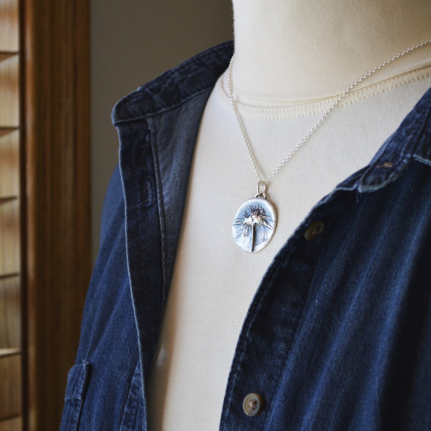 Black-Eyed Susan Necklace in Fine Silver