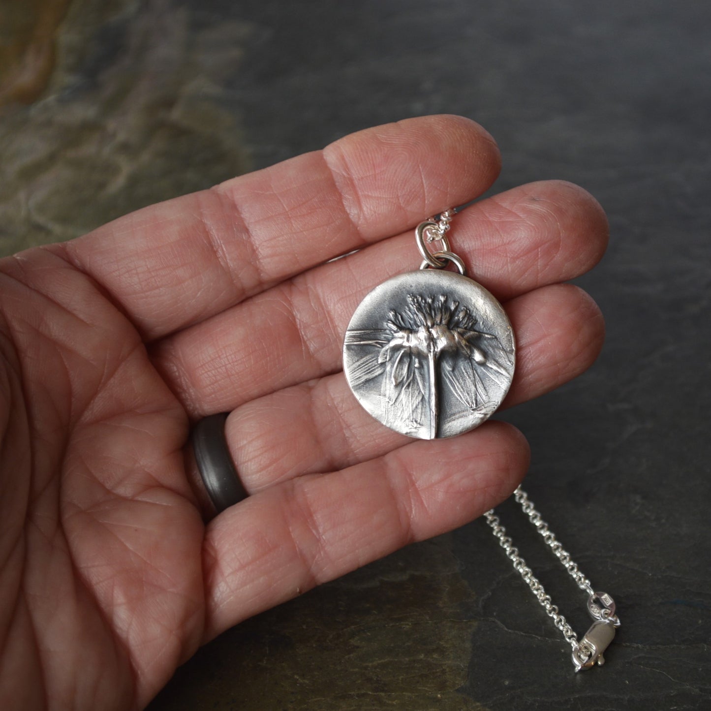 Black-Eyed Susan Necklace in Fine Silver