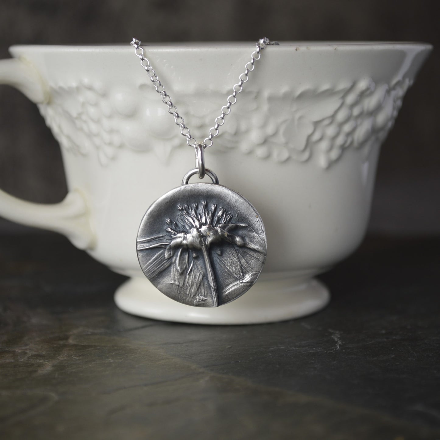 Black-Eyed Susan Necklace in Fine Silver