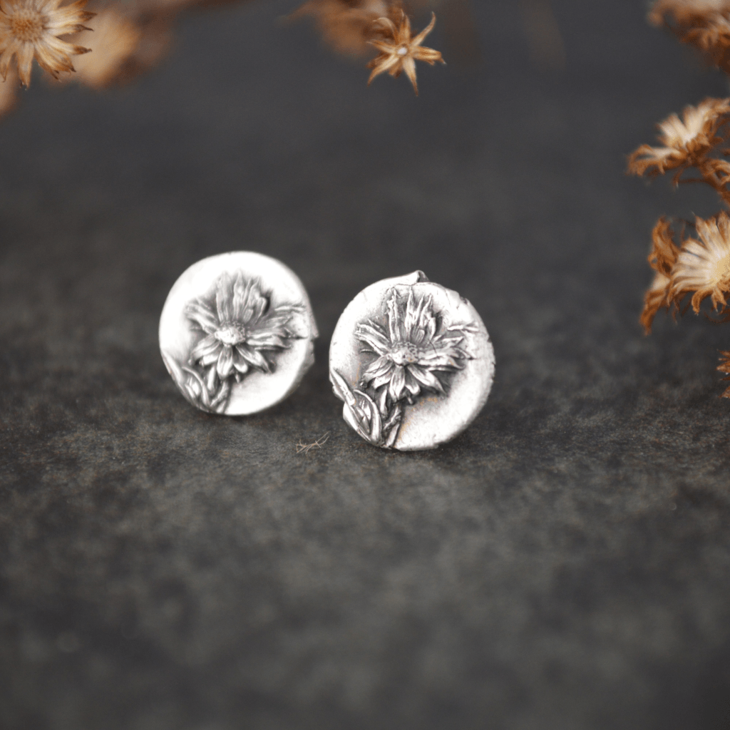 Asters Stud Earrings in Fine Silver - Gayle Dowell