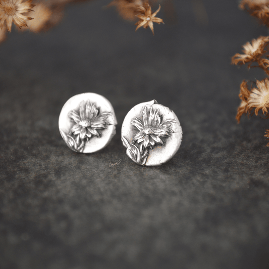 Asters Stud Earrings in Fine Silver - Gayle Dowell
