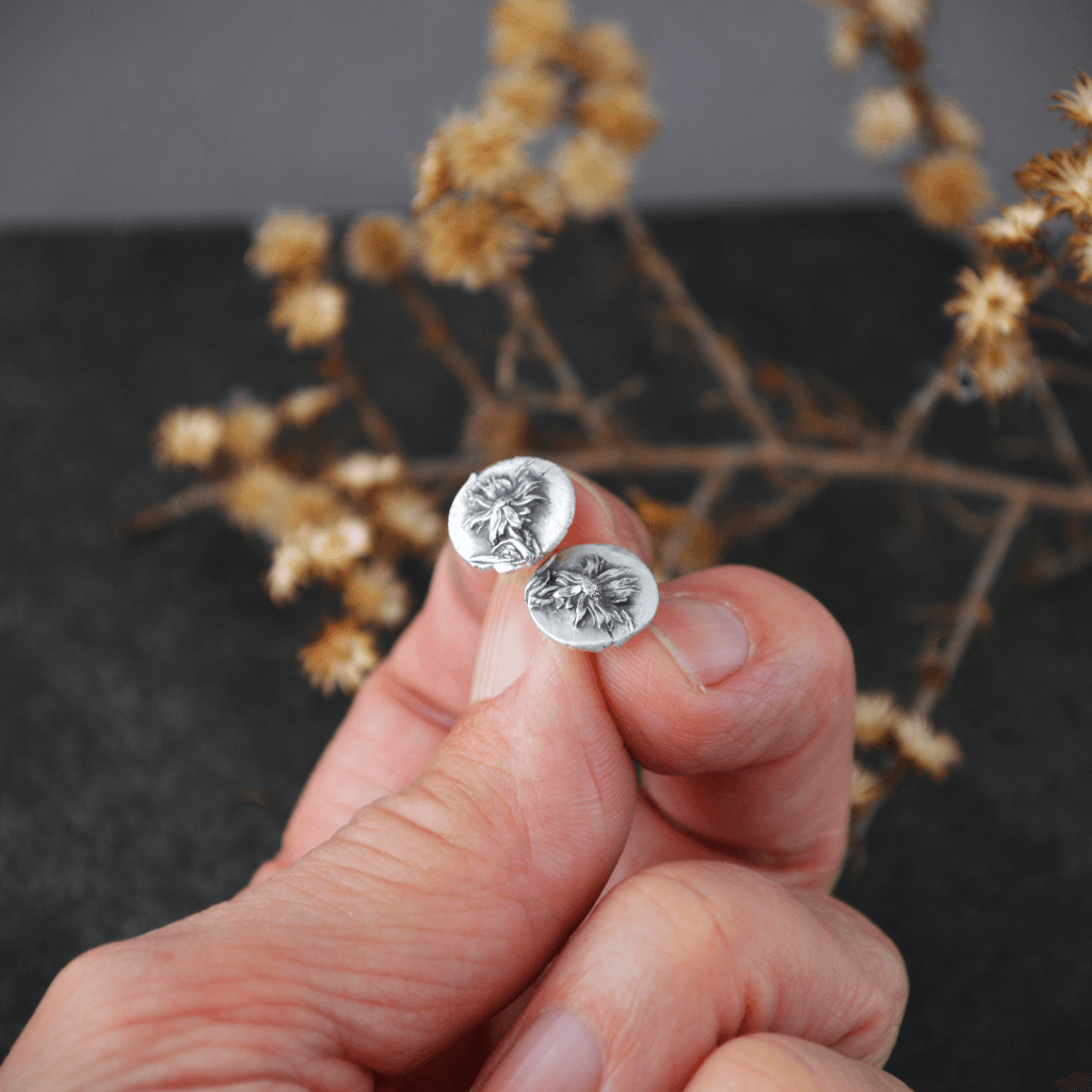 Asters Stud Earrings in Fine Silver - Gayle Dowell