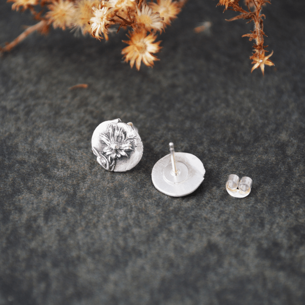 Asters Stud Earrings in Fine Silver - Gayle Dowell