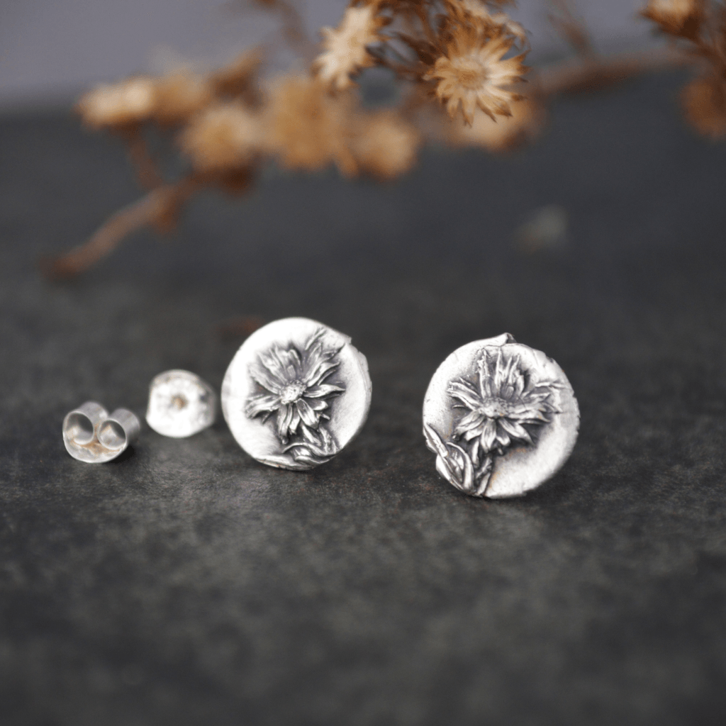 Asters Stud Earrings in Fine Silver - Gayle Dowell