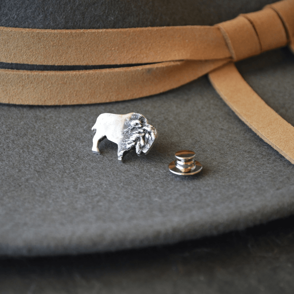 Bison Tie Tack, Hat Pins, or Lapel Pin with Goldenrod - Gayle Dowell
