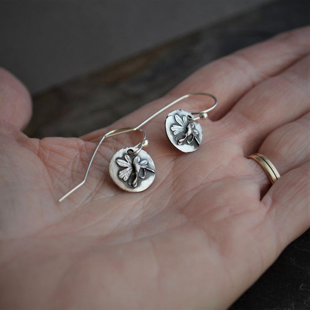 Carolina Cranesbill Leaf Earrings in Sterling Silver - Gayle Dowell