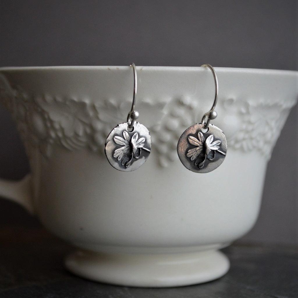Carolina Cranesbill Leaf Earrings in Sterling Silver - Gayle Dowell