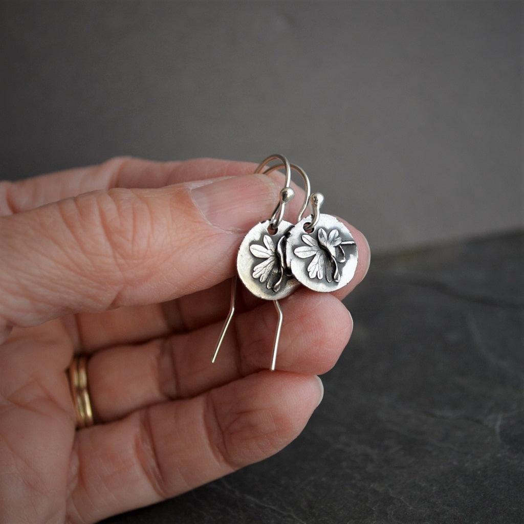 Carolina Cranesbill Leaf Earrings in Sterling Silver - Gayle Dowell