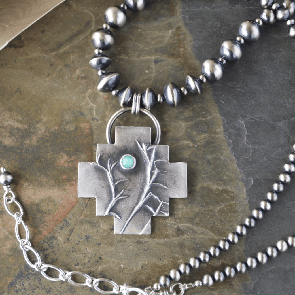Little Bluestem Pendant with White Opal, Southwest Style - Gayle Dowell
