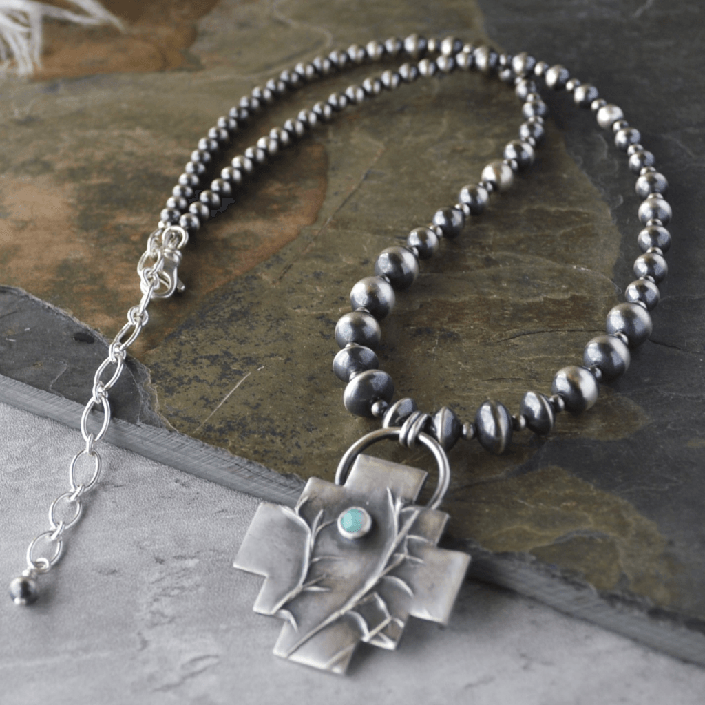 Little Bluestem Pendant with White Opal, Southwest Style - Gayle Dowell