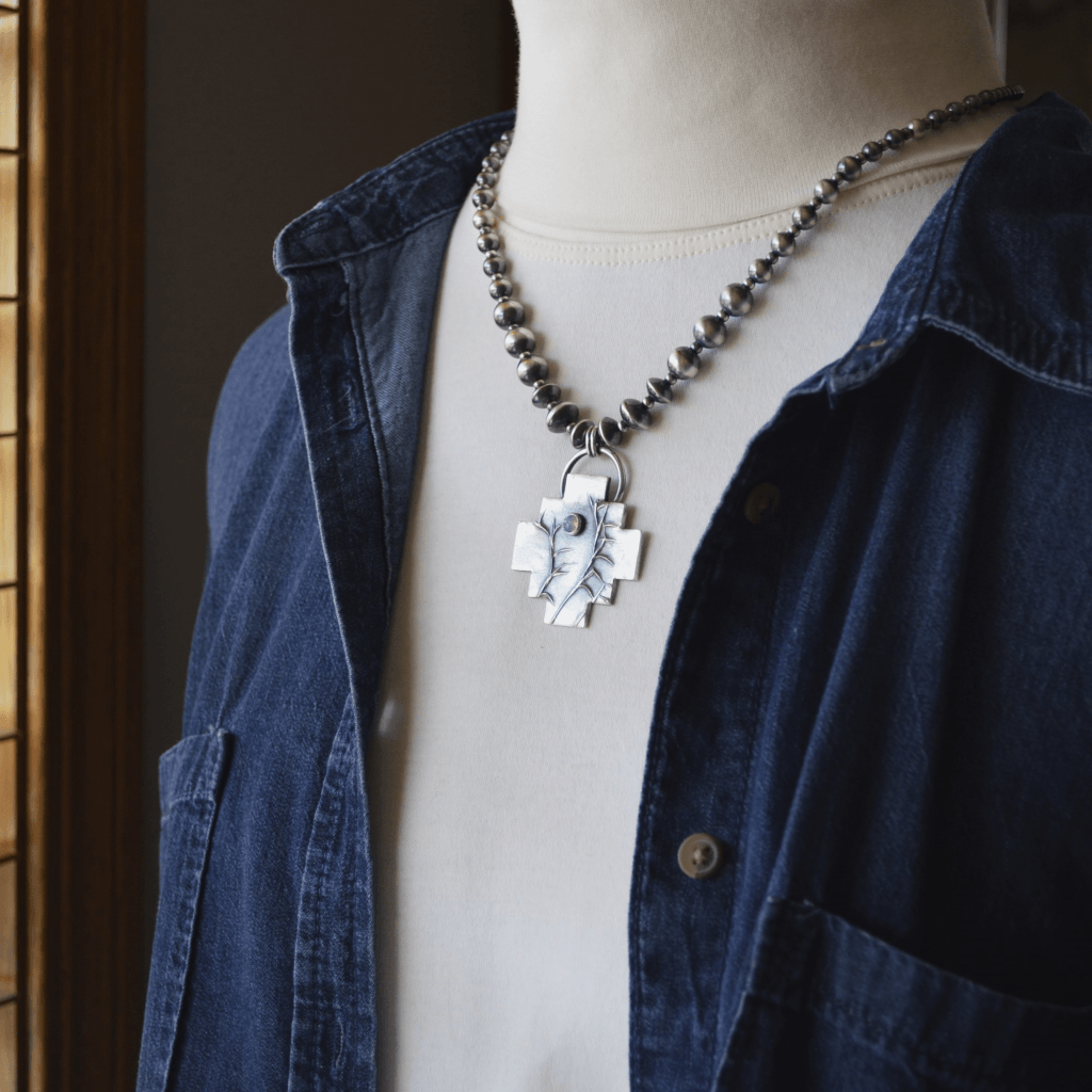 Little Bluestem Pendant with White Opal, Southwest Style - Gayle Dowell