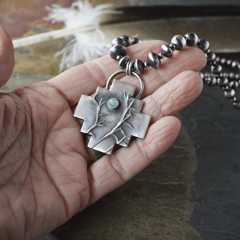 Little Bluestem Pendant with White Opal, Southwest Style - Gayle Dowell