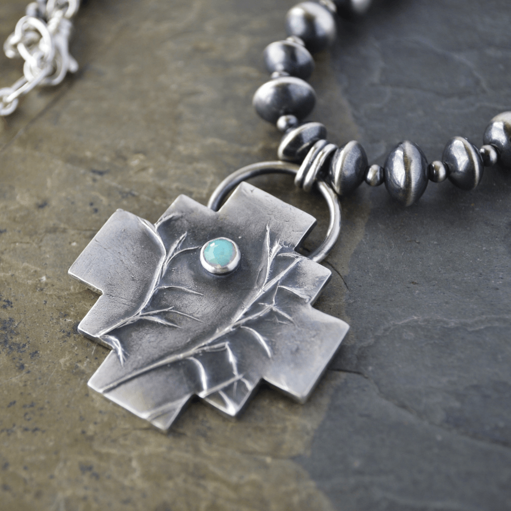 Little Bluestem Pendant with White Opal, Southwest Style - Gayle Dowell