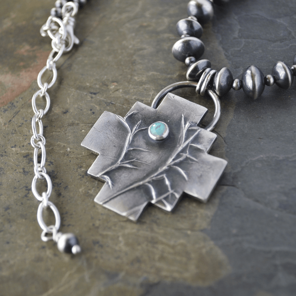 Little Bluestem Pendant with White Opal, Southwest Style - Gayle Dowell