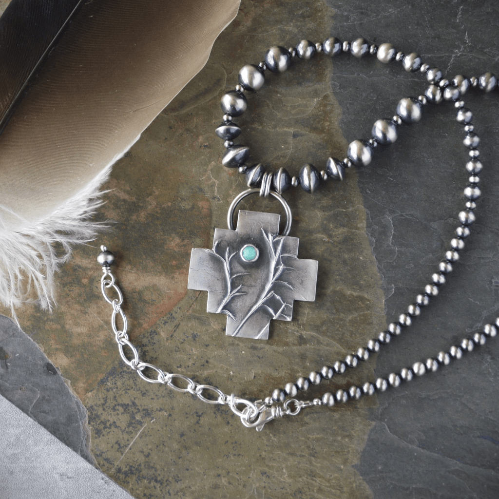 Little Bluestem Pendant with White Opal, Southwest Style - Gayle Dowell