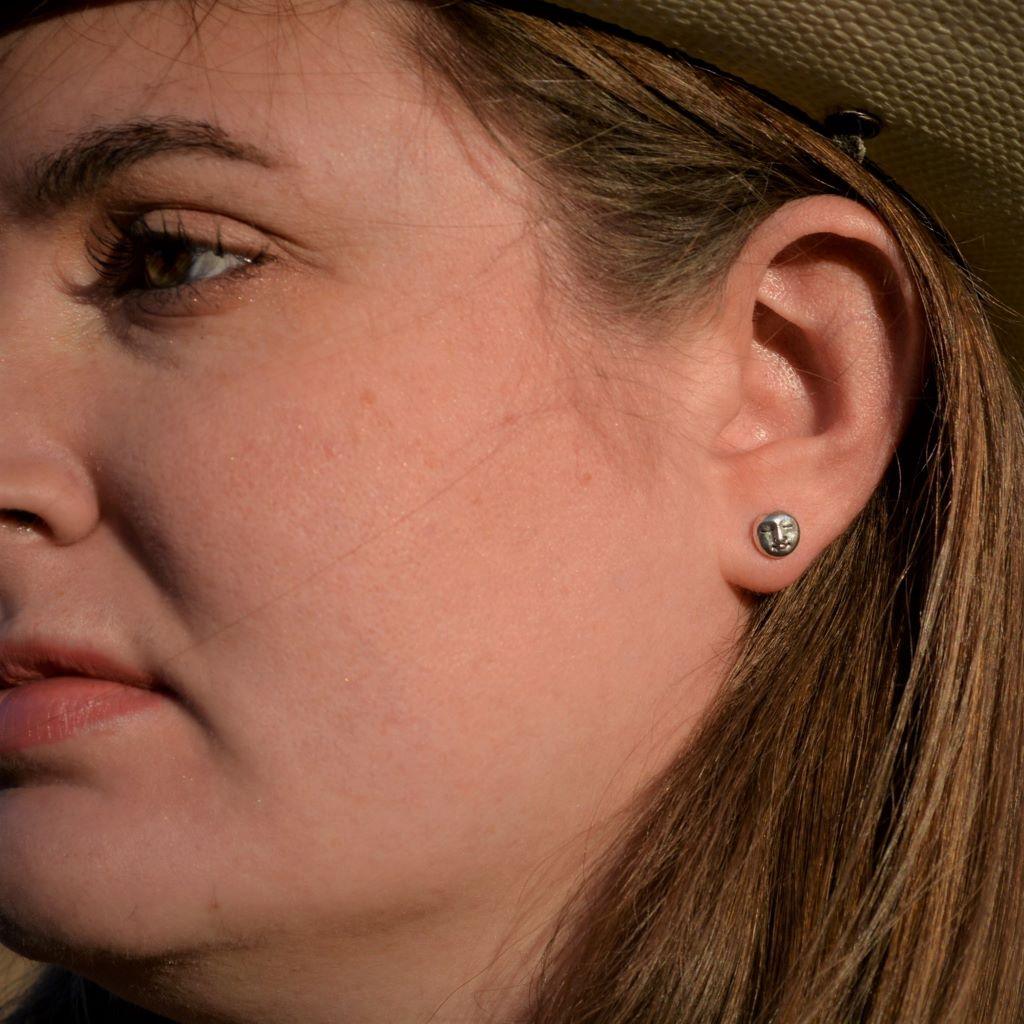 Moon Face Earrings in Fine Silver - Gayle Dowell