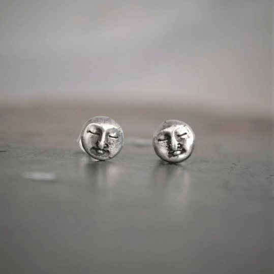 Moon Face Earrings in Fine Silver - Gayle Dowell