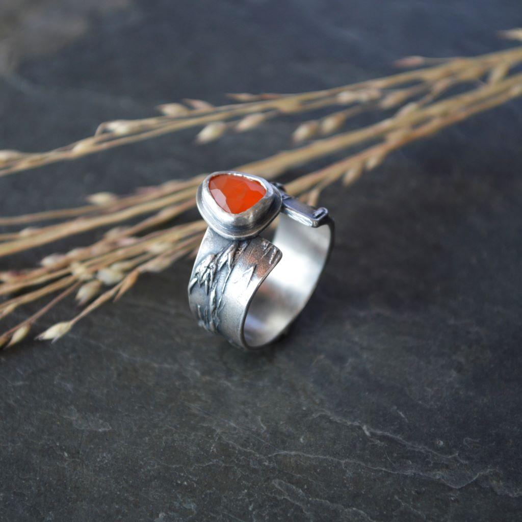 Orange Carnelian Ring in Sterling Silver, Fits a 5.5 Finger - Gayle Dowell