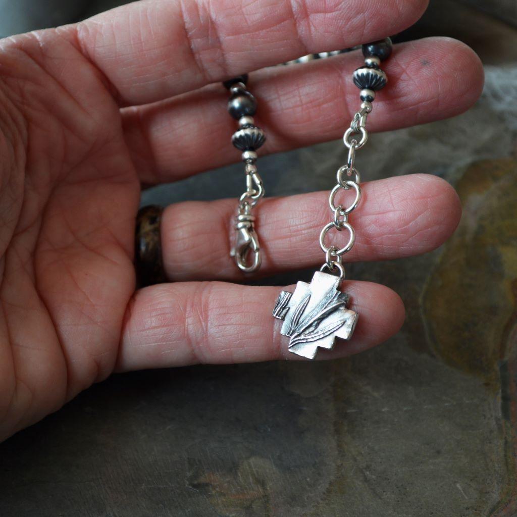 Sage Charm Bracelet with Sterling Silver Pearl Beads - Gayle Dowell