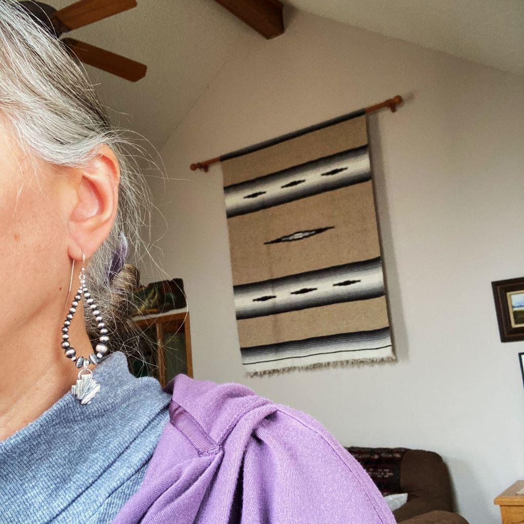 Sage Southwest Cross Earrings with Navajo Pearl Beads - Gayle Dowell