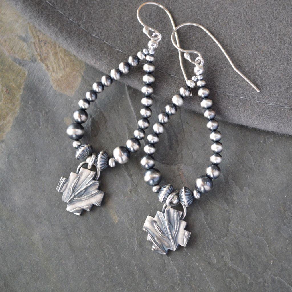 Sage Southwest Cross Earrings with Navajo Pearl Beads - Gayle Dowell
