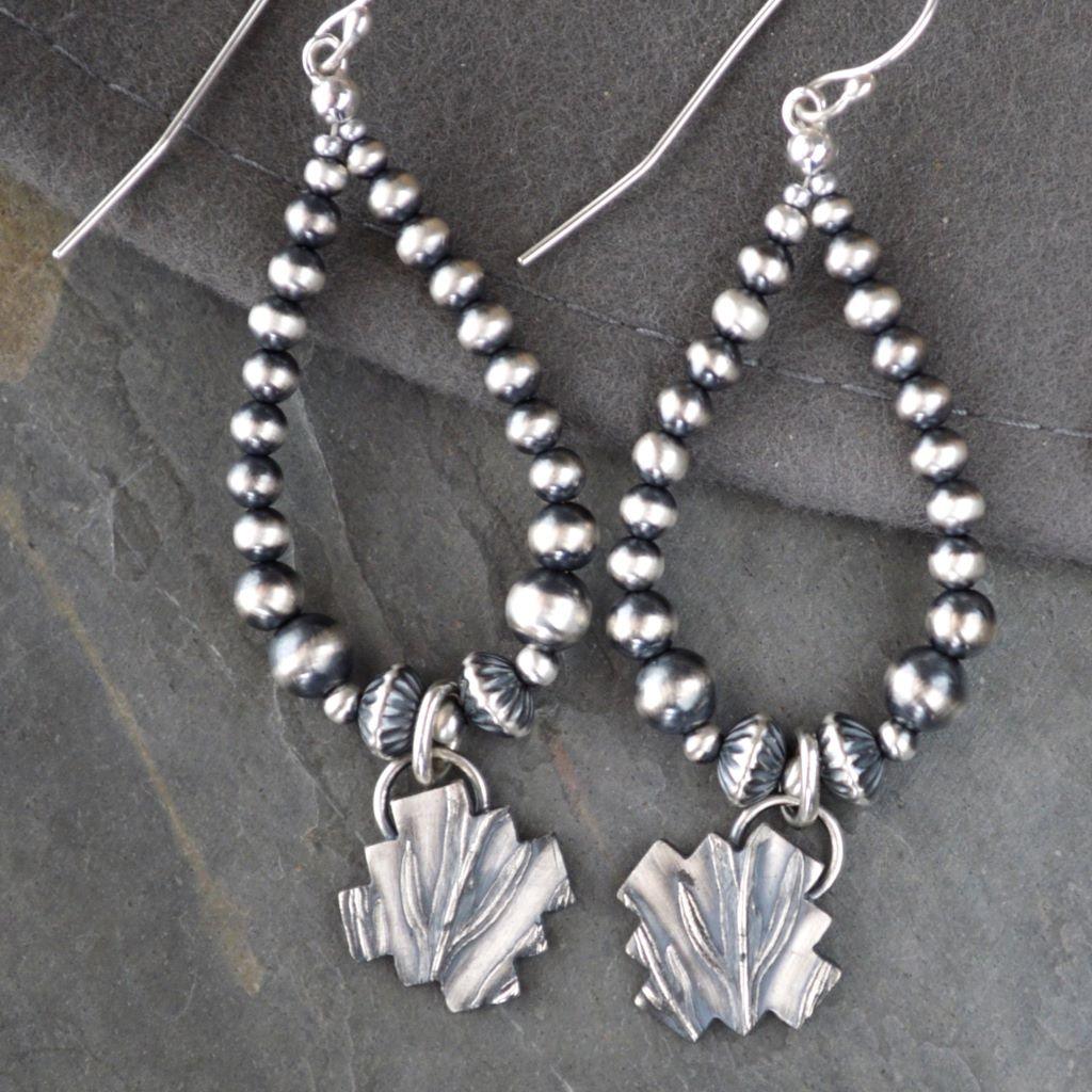 Sage Southwest Cross Earrings with Navajo Pearl Beads - Gayle Dowell