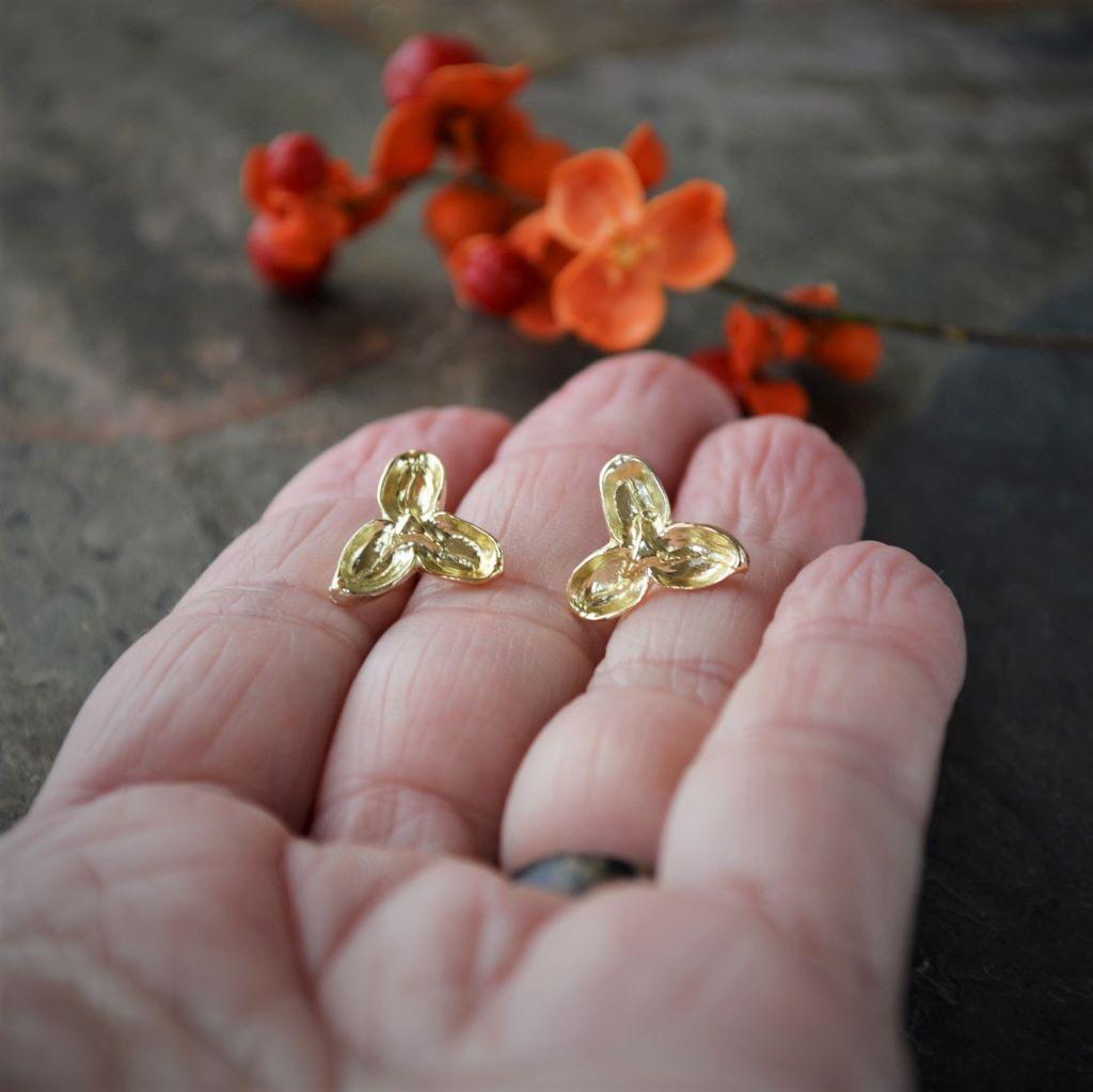 Solid 18K Yellow Gold Bittersweet Pod Stud Earrings - Gayle Dowell