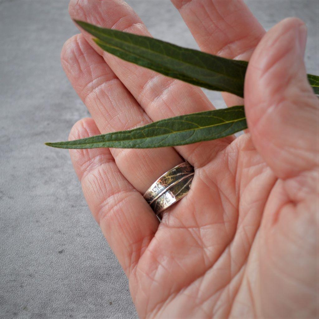 Swamp Milkweed Leaf Wrap Ring in Sterling Silver, Sizes 6 to 7 - Gayle Dowell