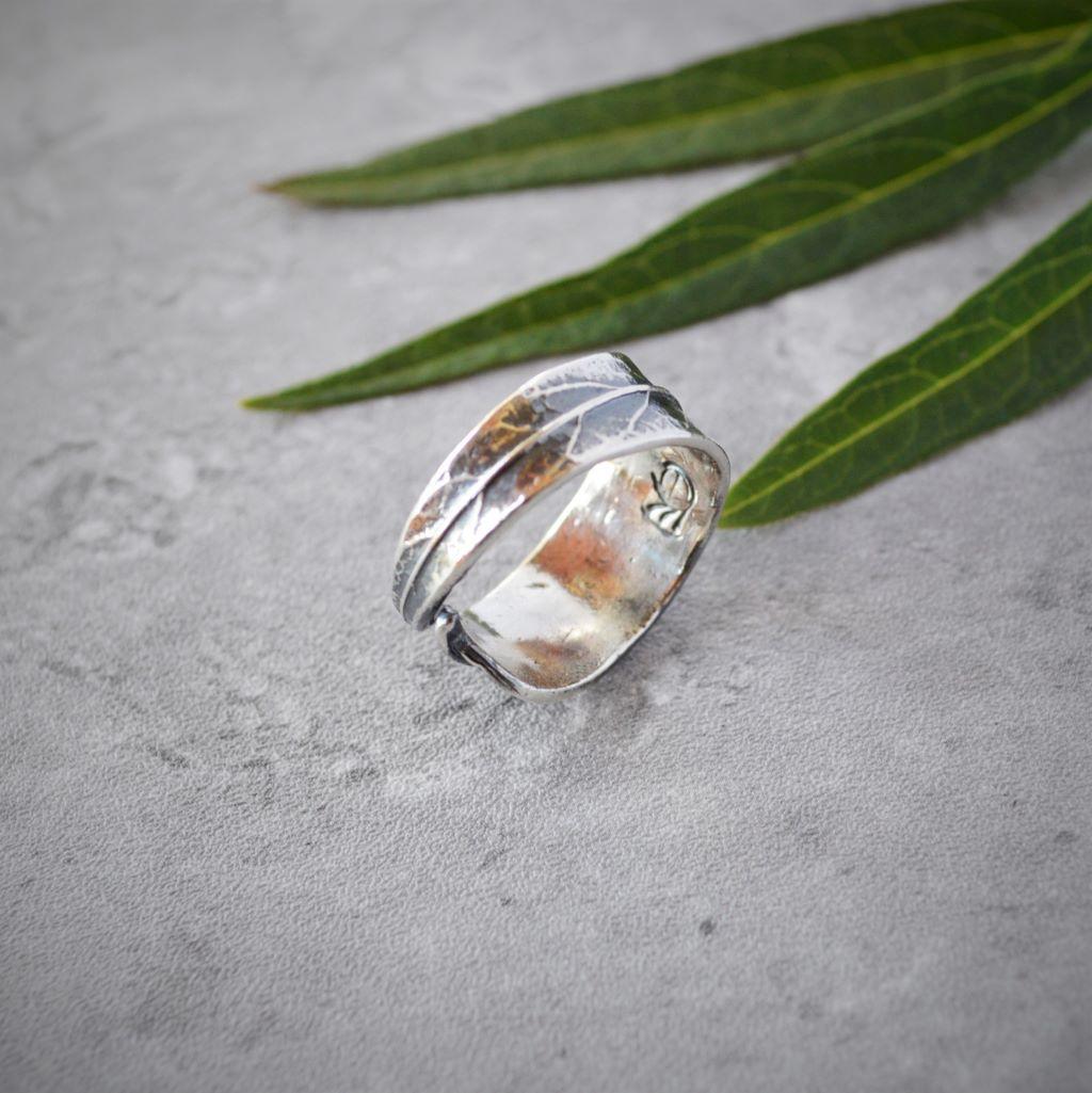 Swamp Milkweed Leaf Wrap Ring in Sterling Silver, Sizes 6 to 7 - Gayle Dowell