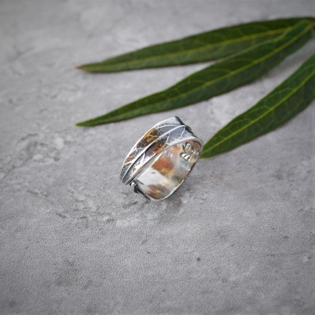 Swamp Milkweed Leaf Wrap Ring in Sterling Silver, Sizes 6 to 7 - Gayle Dowell