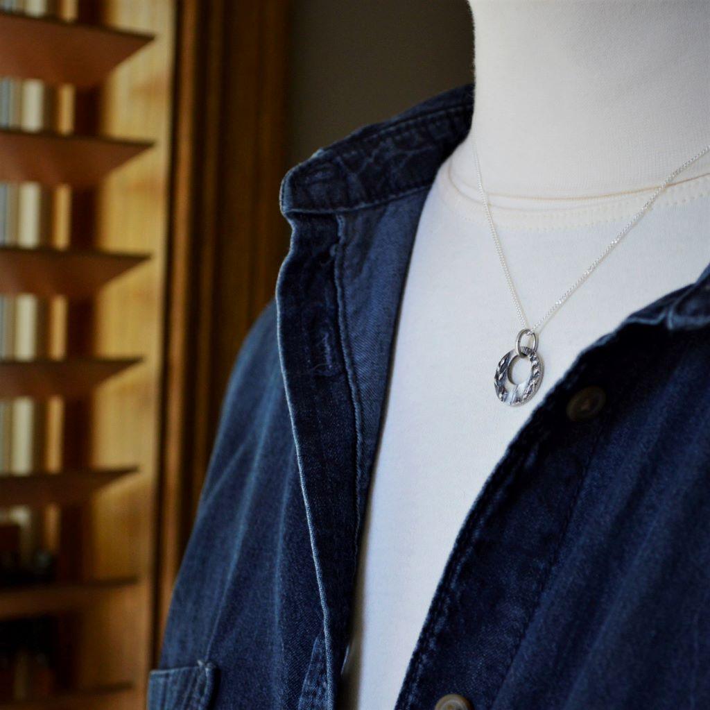 Switchgrass Mini Hoop Necklace in Fine Silver - Gayle Dowell