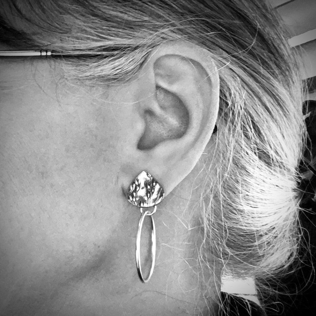 Switchgrass Prairie Earrings, Sterling Hoop Studs - Gayle Dowell