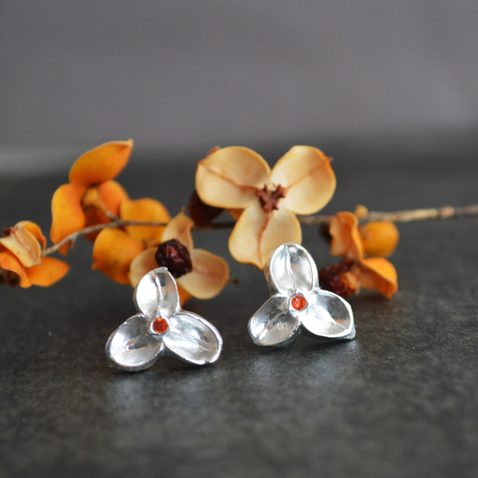 Silver Bittersweet Earrings with Orange CZ Stone