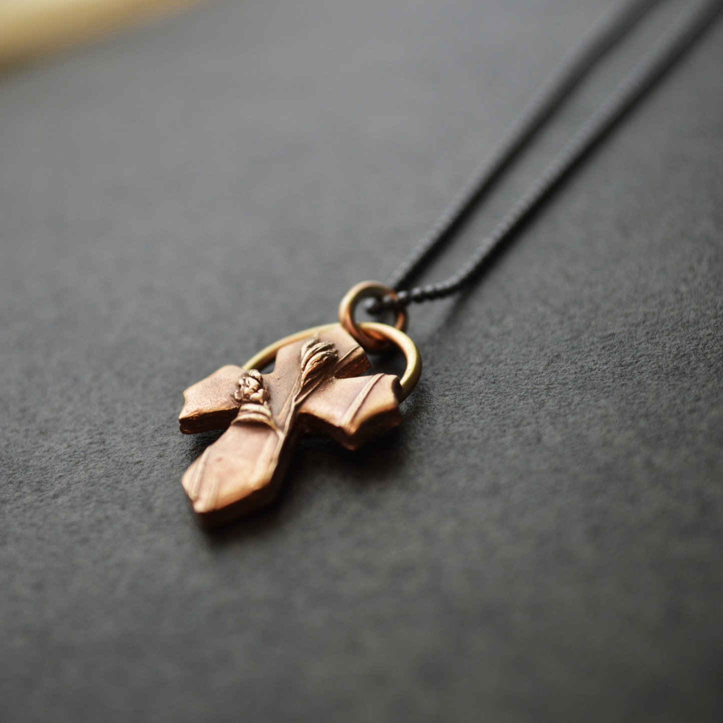 Bronze Cross Necklace, Buffalograss