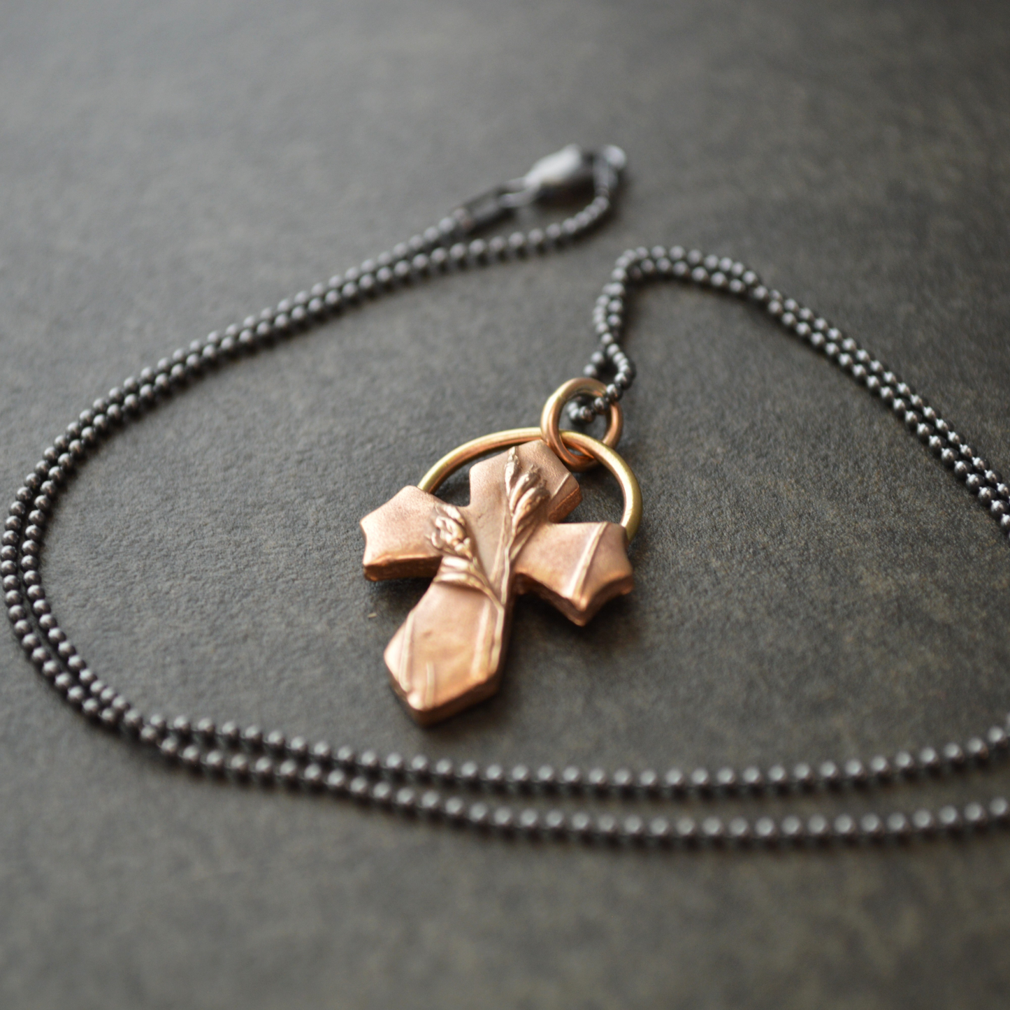 Bronze Cross Necklace, Buffalograss