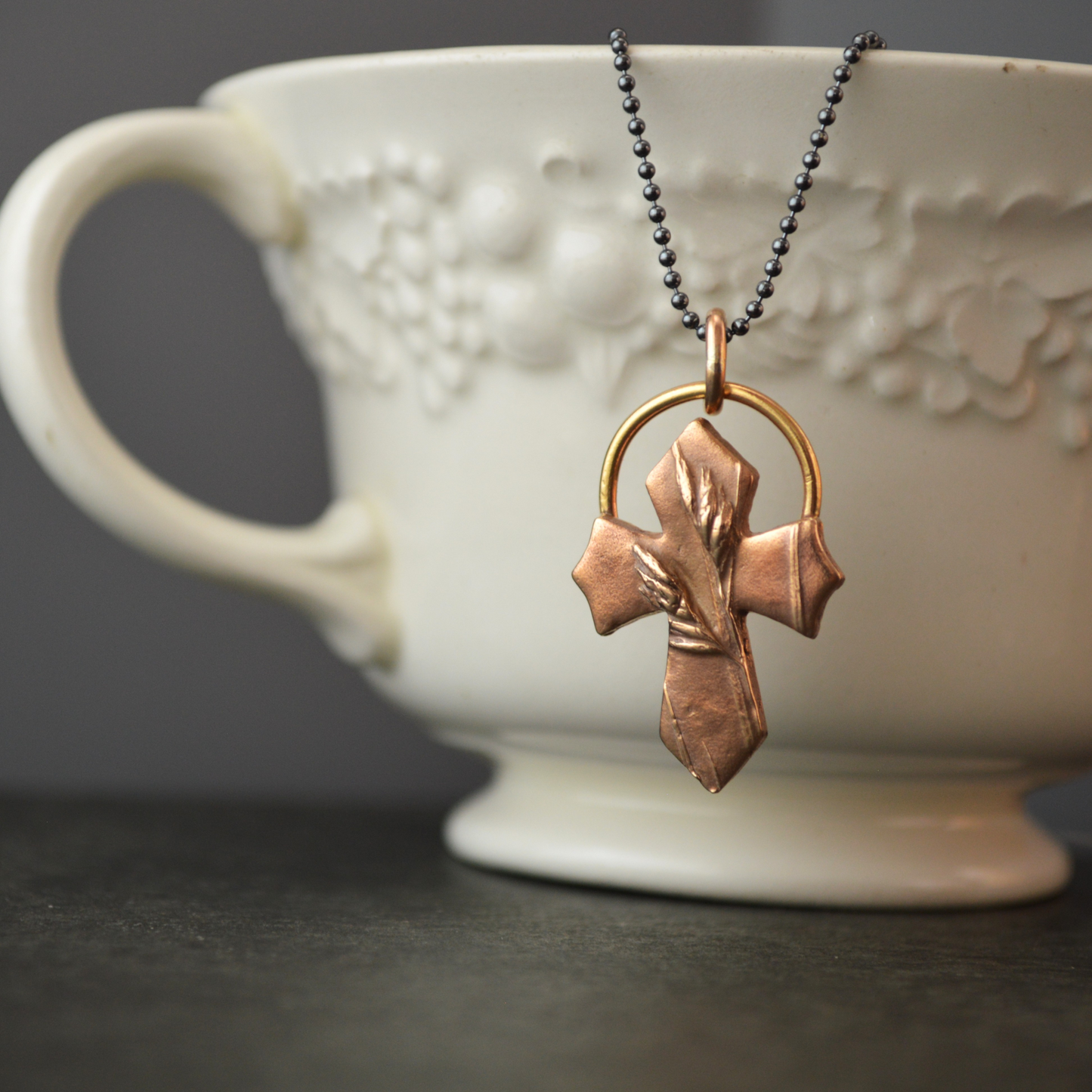 Bronze Cross Necklace, Buffalograss