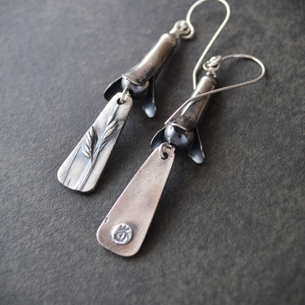 Silver Squash Blossom Earrings with Buffalograss