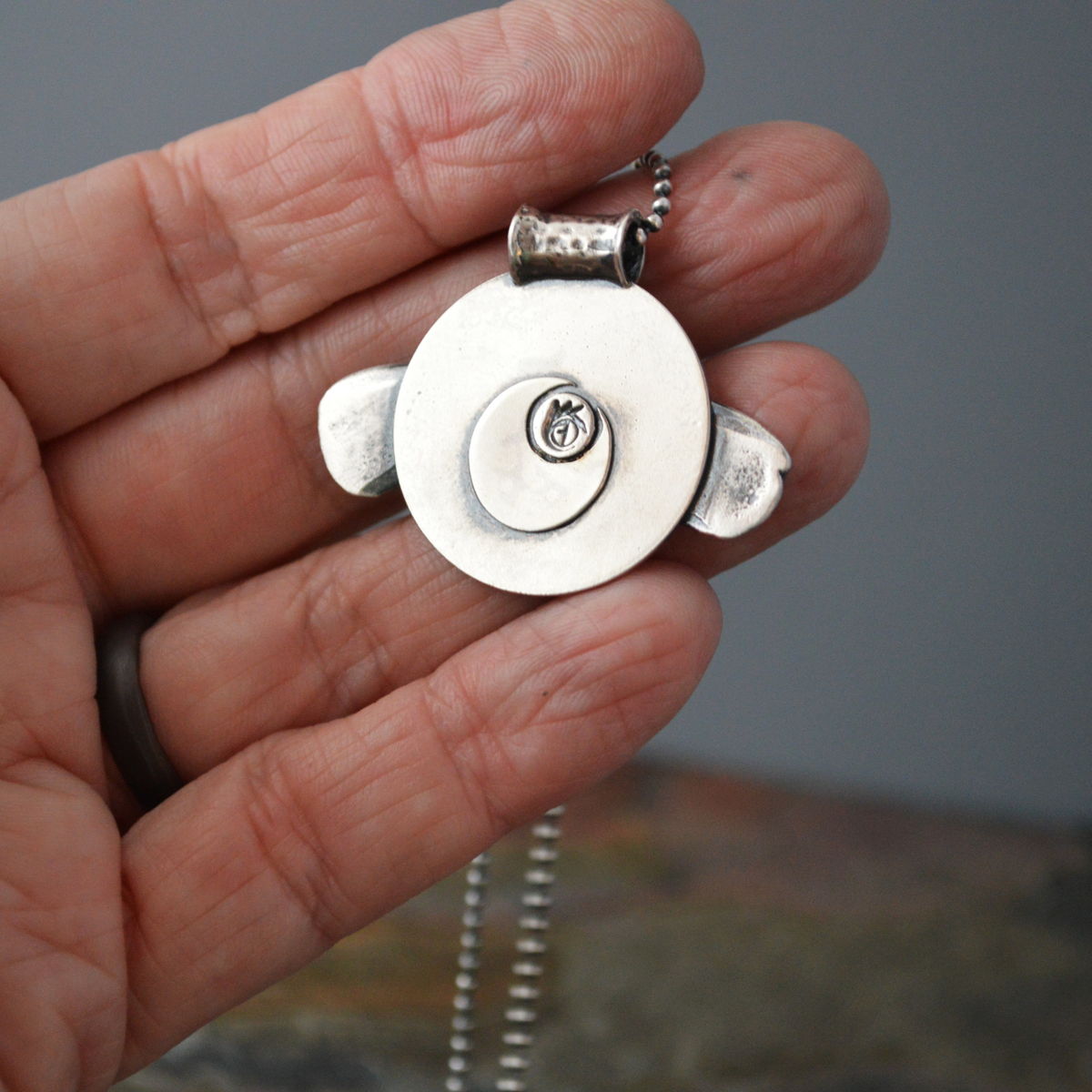 Hand-Sculpted IO Moth Pendant Necklace in Silver
