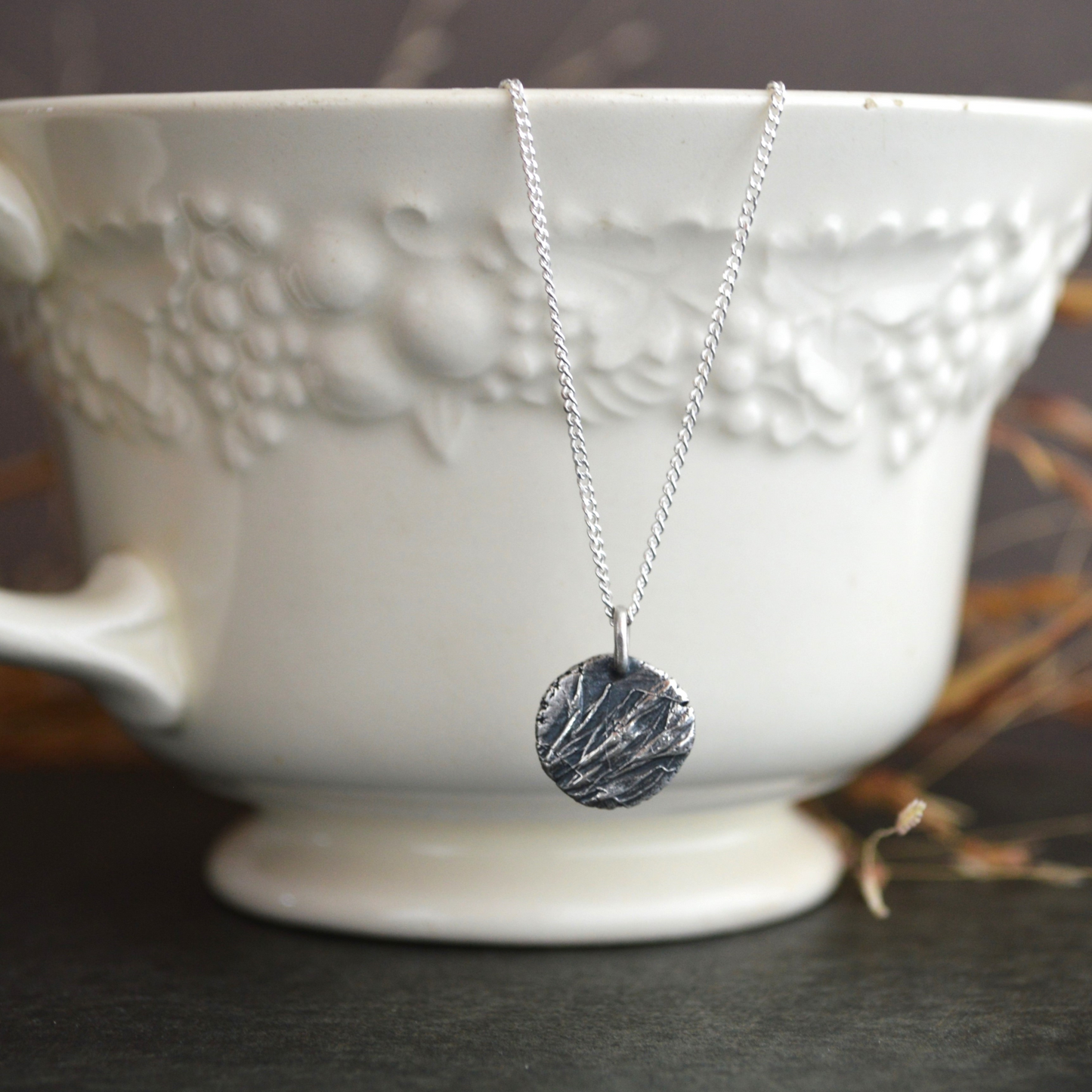 Prairie Grass Pendant Necklaces in Silver