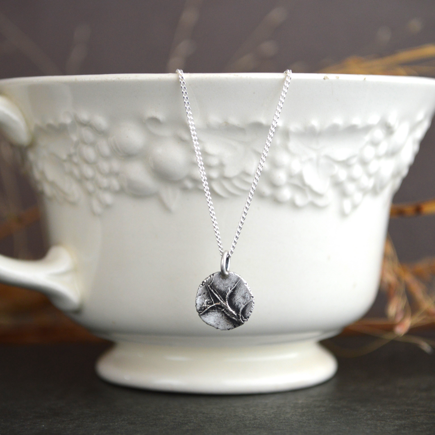 Prairie Grass Pendant Necklaces in Silver