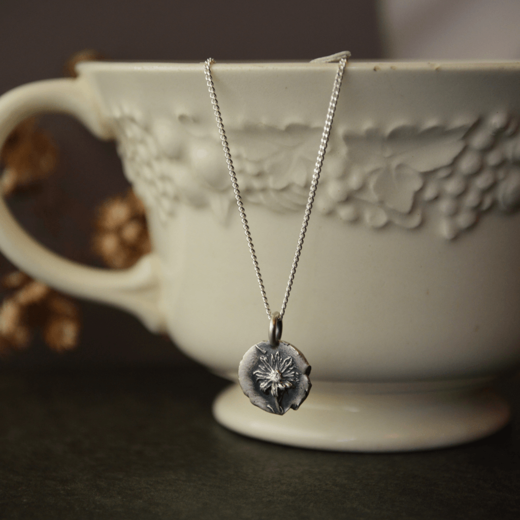 Mini Aster Pendant Necklace in Fine Silver