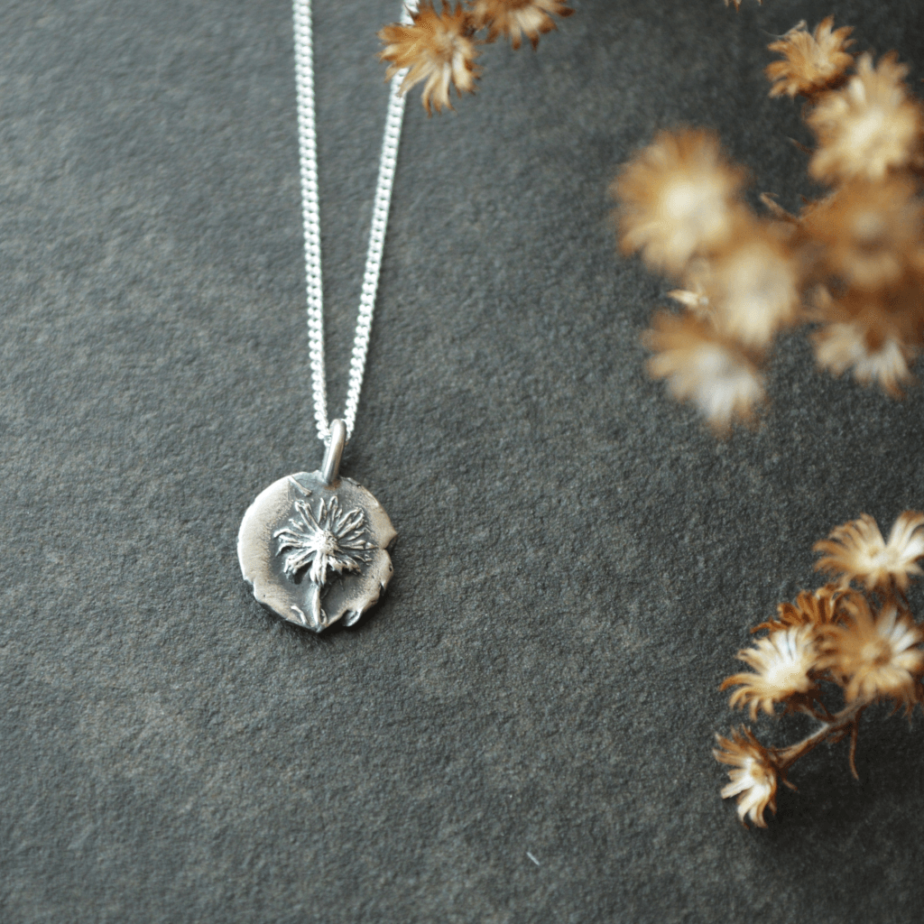 Mini Aster Pendant Necklace in Fine Silver