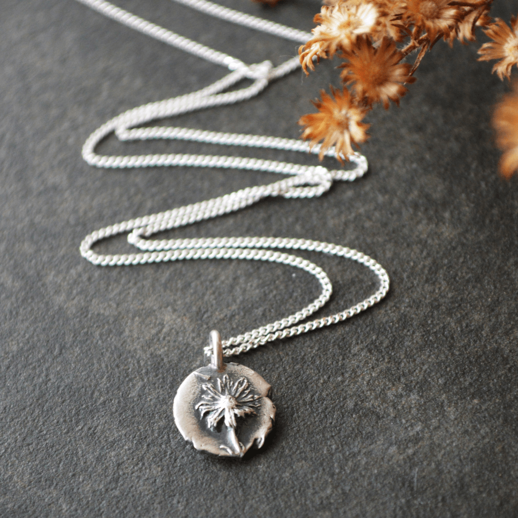 Mini Aster Pendant Necklace in Fine Silver