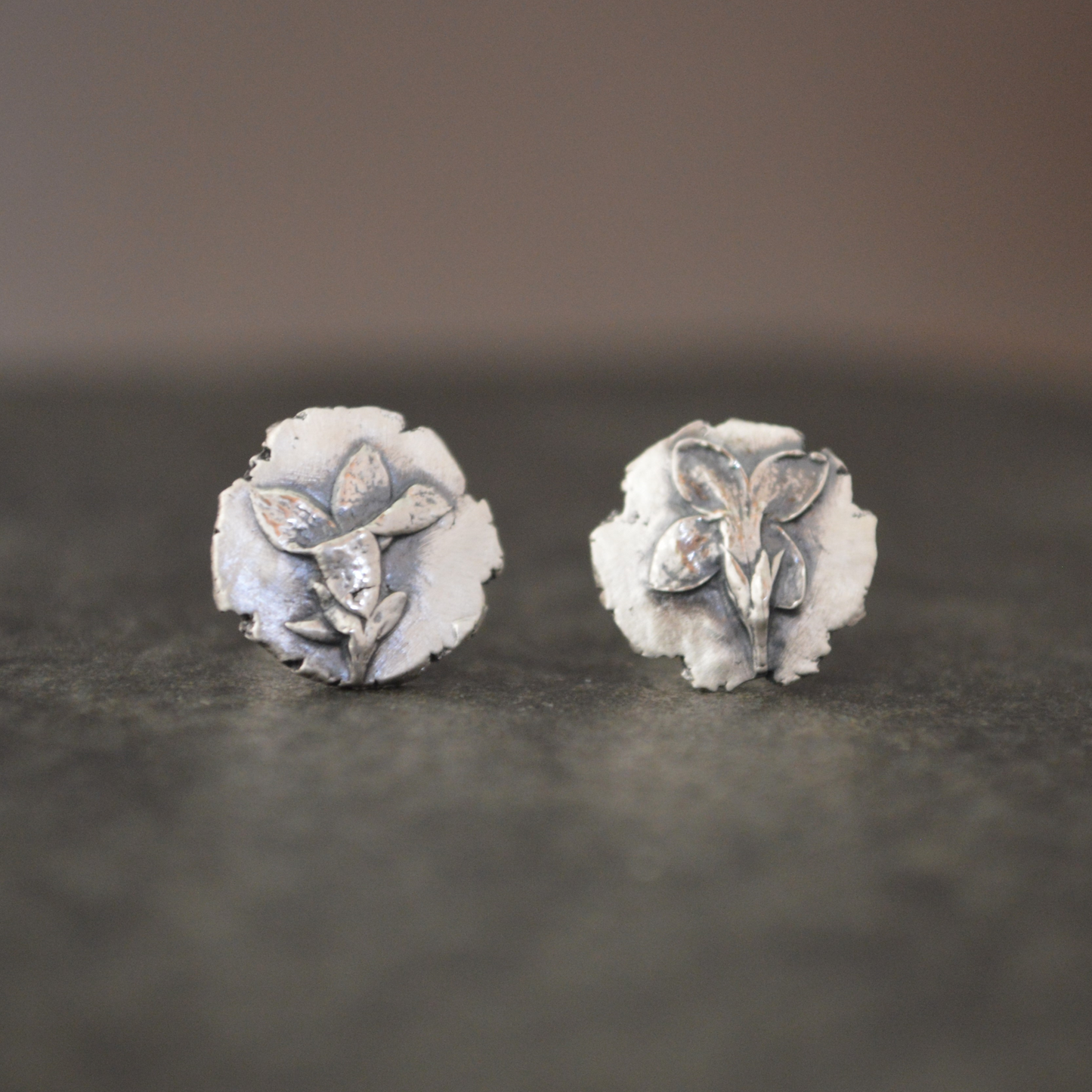 Bluet Flower Stud Earrings in Fine Silver