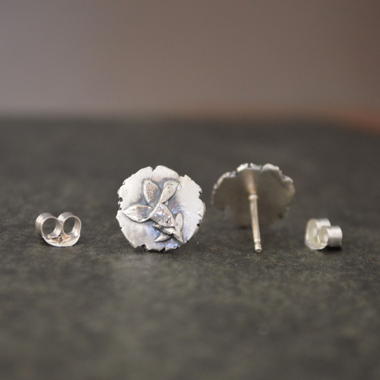 Bluet Flower Stud Earrings in Fine Silver