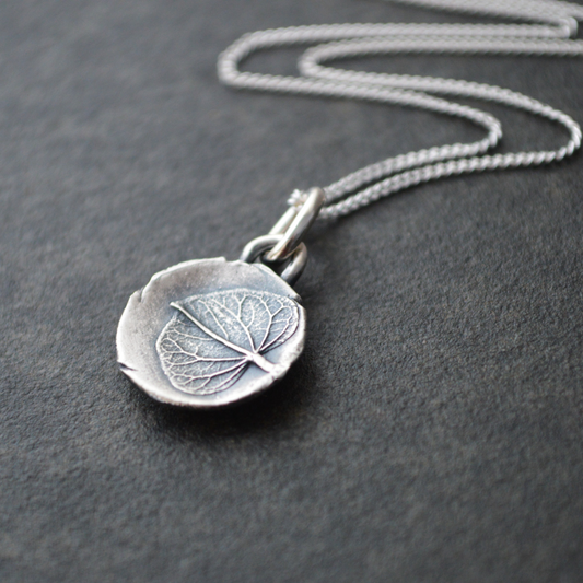 Redbud Leaf Necklace in Fine Silver